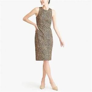 J. Crew Sleeveless Leopard Print Midi Dress in Tan and Black